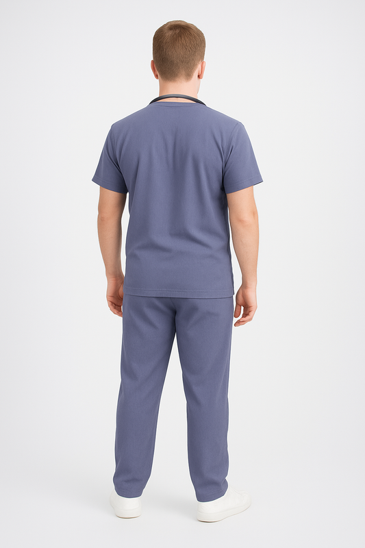 Male Scrub Suit – 5 Pockets | Grey | Premium Cotton-Blend Medical Uniform - Zylacia