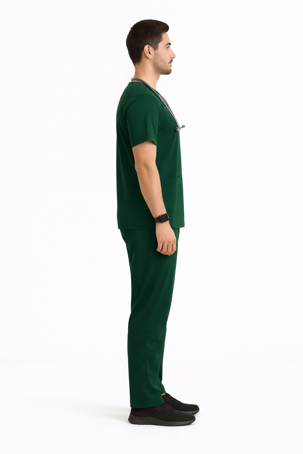 5-Pocket Scrub Suit in Bottle Green