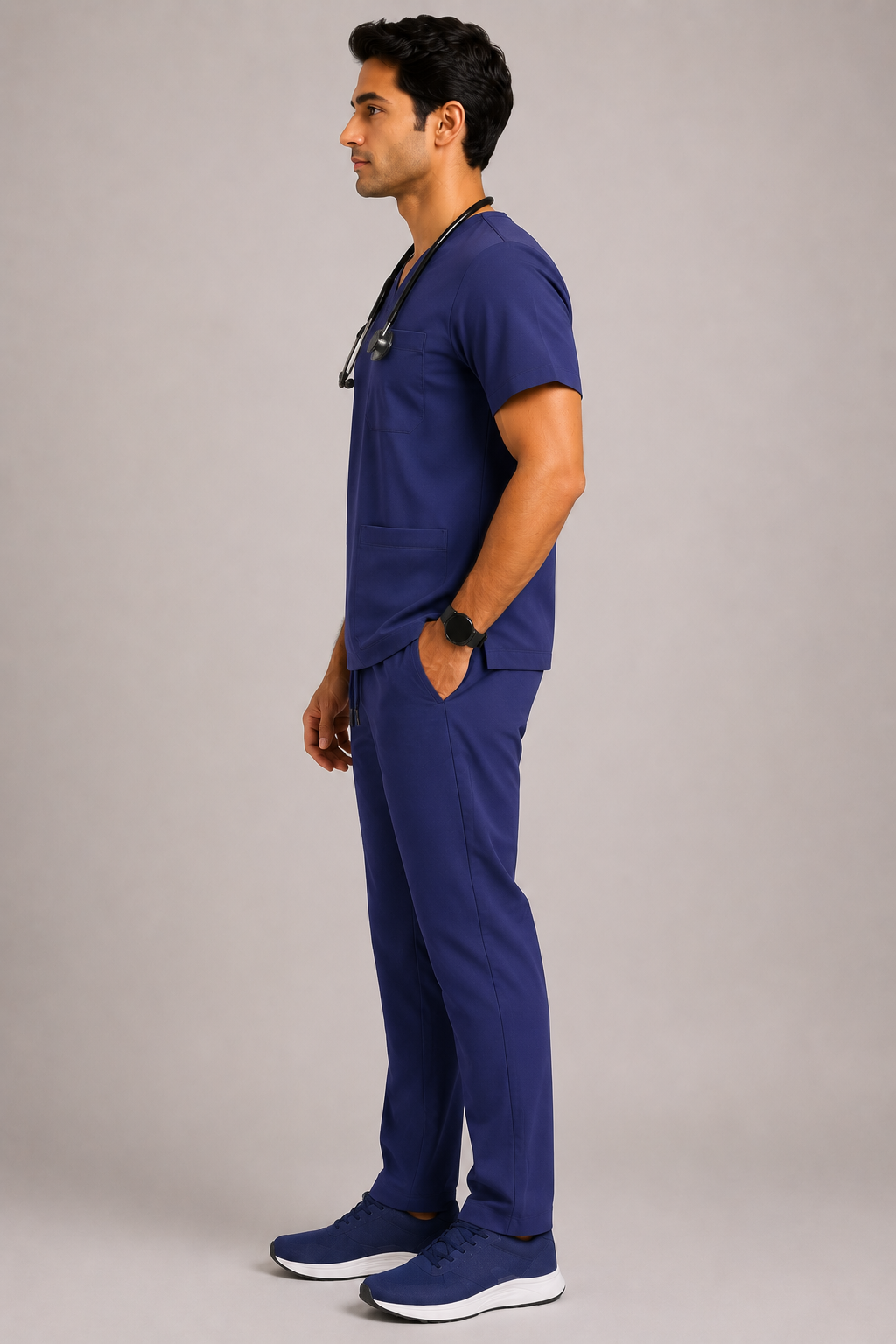 5-Pocket Scrub Suit in Navy Blue