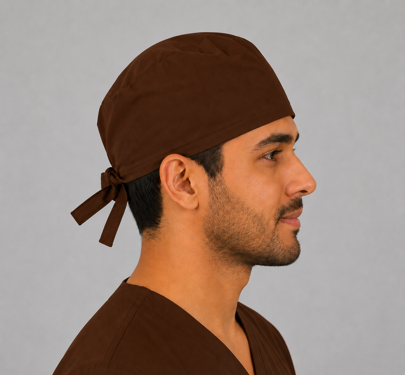 Premium Surgical Scrub Cap – Adjustable Tie-Back | Coffee