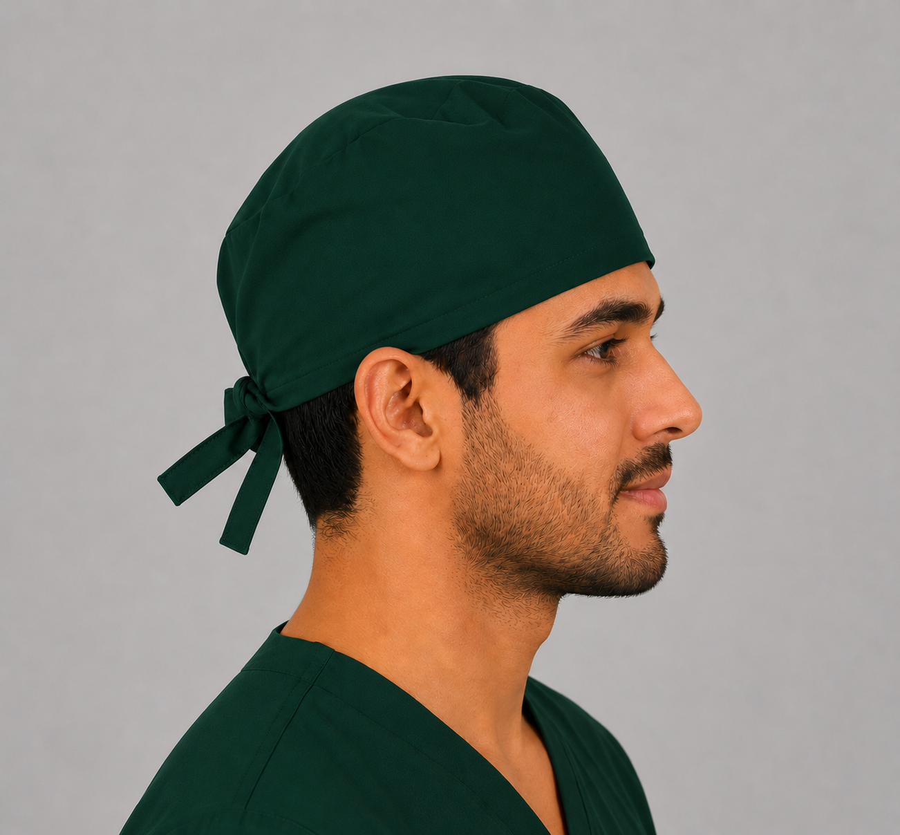 Premium Surgical Scrub Cap – Adjustable Tie-Back | Bottle Green