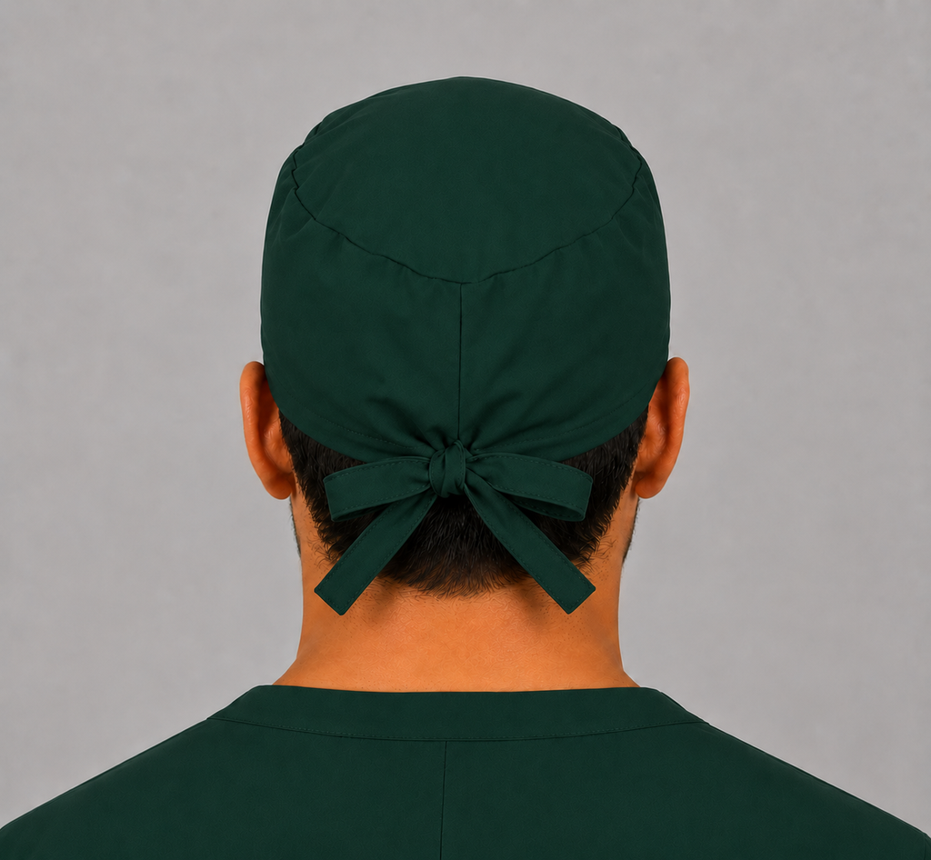 Premium Surgical Scrub Cap – Adjustable Tie-Back | Bottle Green