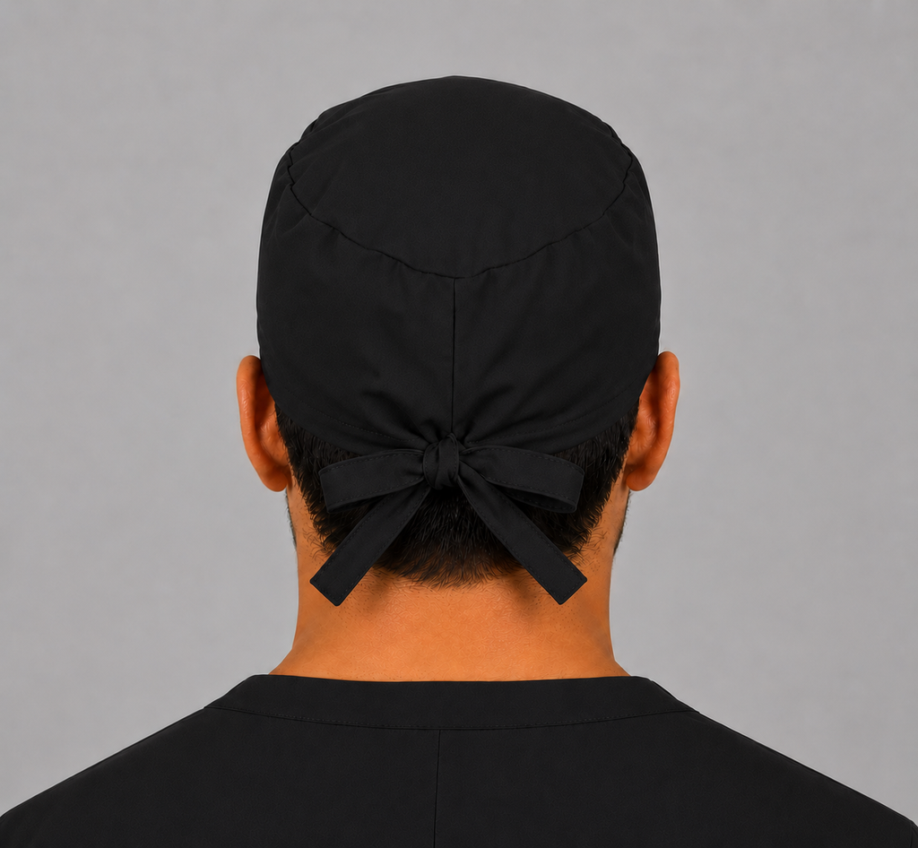 Premium Surgical Scrub Cap – Adjustable Tie-Back | Black