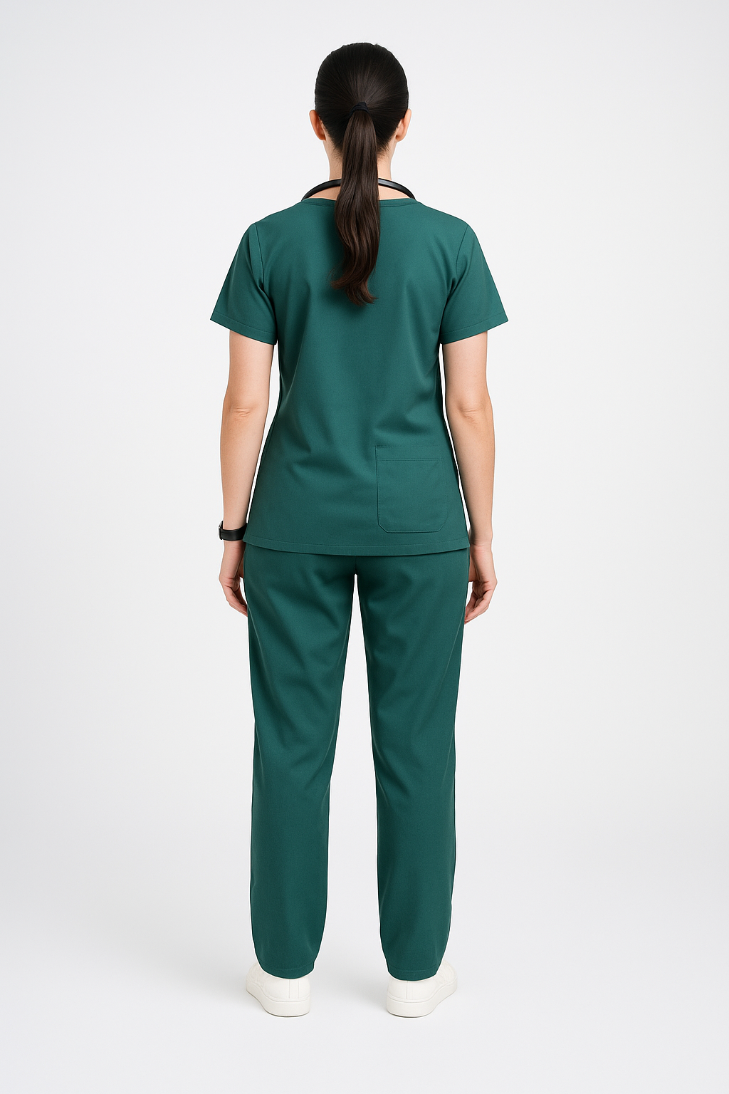 Female Scrub Suit – 5 Pockets | Bottle Green | Comfortable Cotton-Blend Medical Uniform for Women - Zylacia