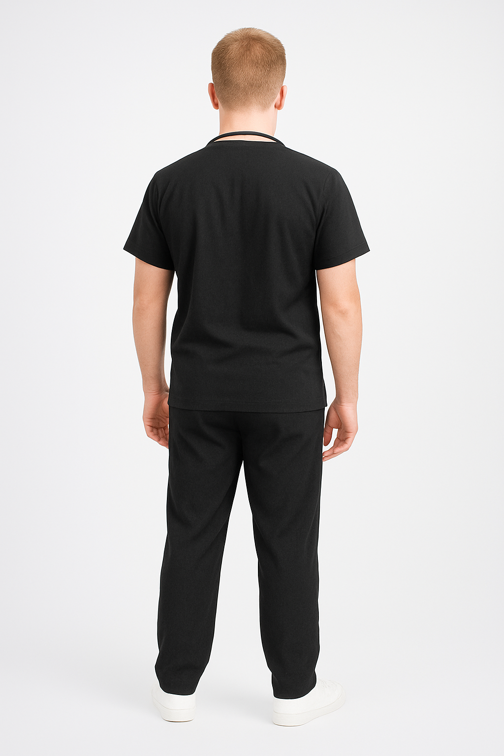 Male Scrub Suit – 5 Pockets | Black | Cotton-Blend Medical Uniform - Zylacia