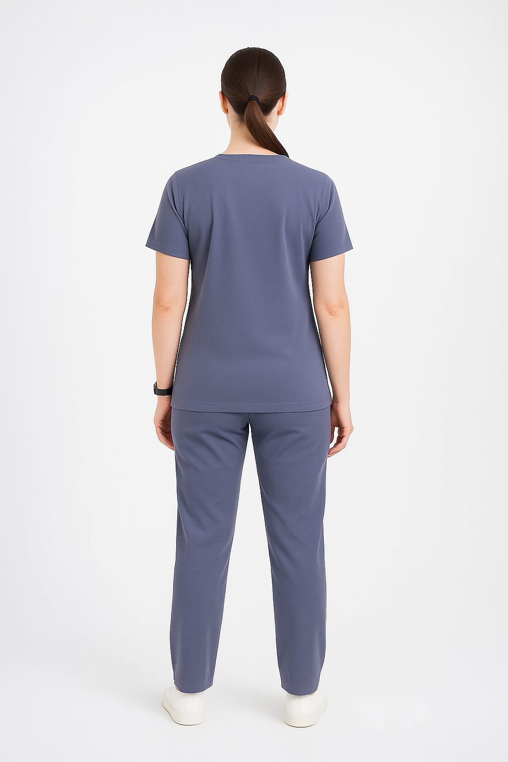 Women’s 5-Pocket Scrub Suit in Grey | Comfortable & Durable Cotton-Blend Medical Uniform