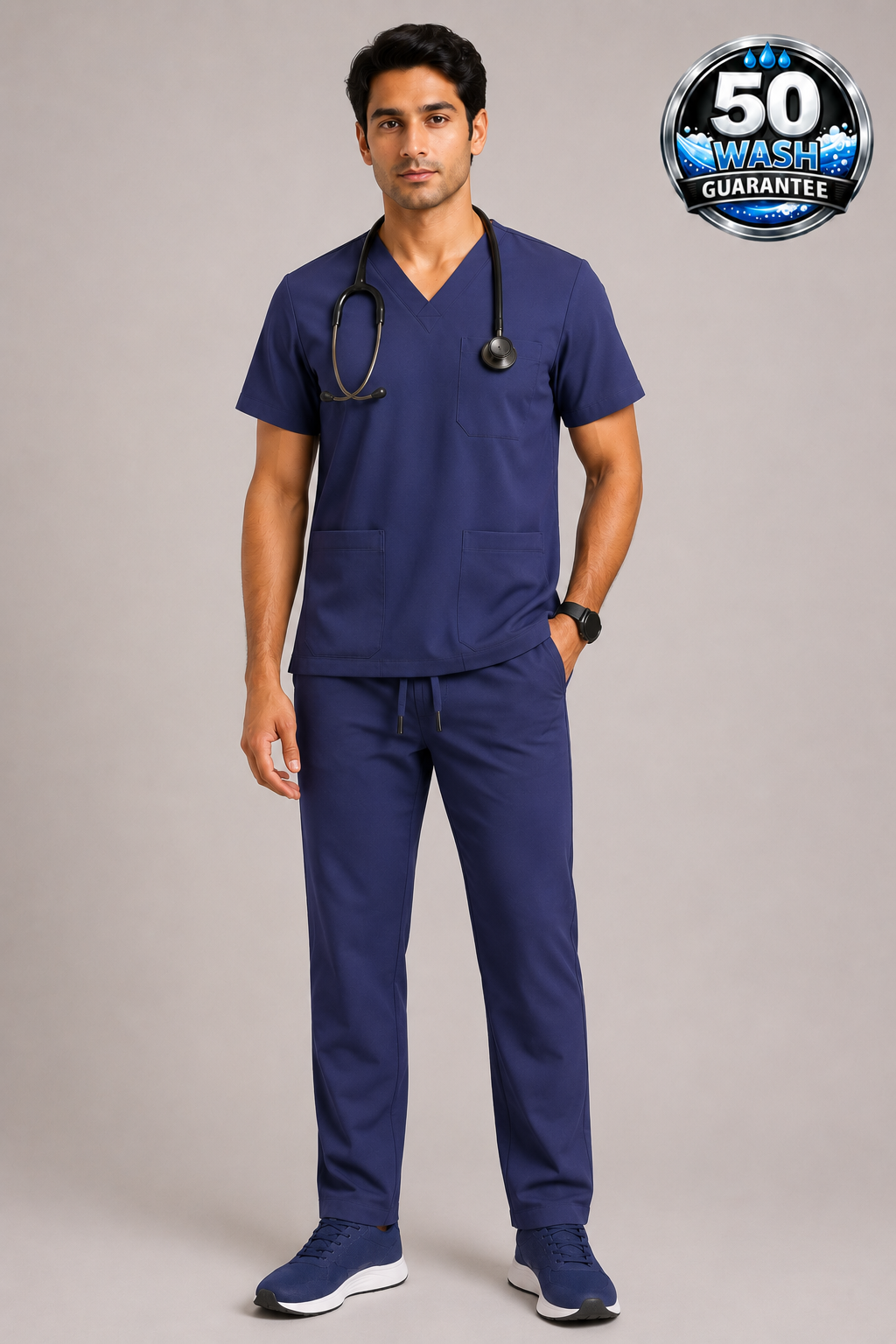 5-Pocket Scrub Suit in Navy Blue