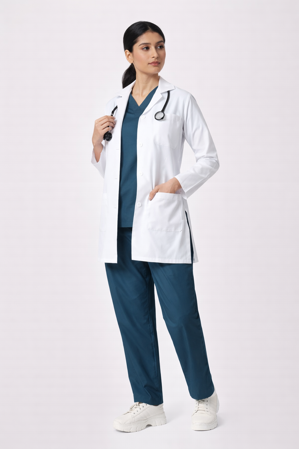 3-Pocket Doctor Lab Coat – Full Sleeve | Long-Length Medical Coat
