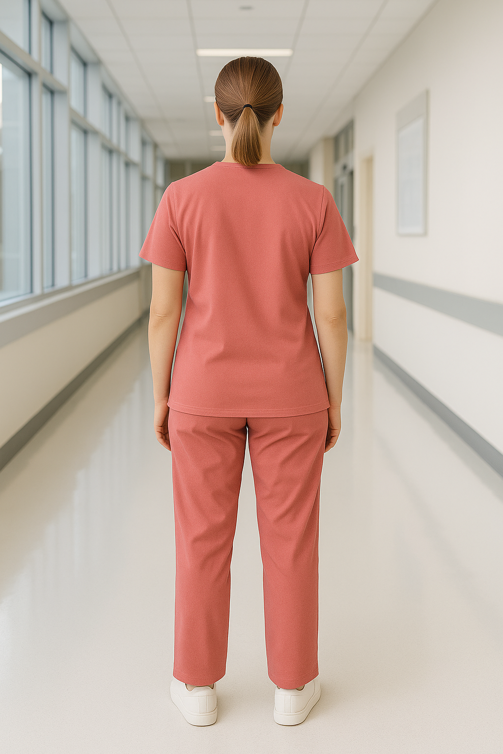 Women’s 5-Pocket Scrub Suit in Pink | Soft & Comfortable Cotton-Blend Medical Uniform