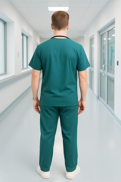 Men’s 5-Pocket Scrub Suit – Teal | Comfortable Cotton-Blend Medical Uniform