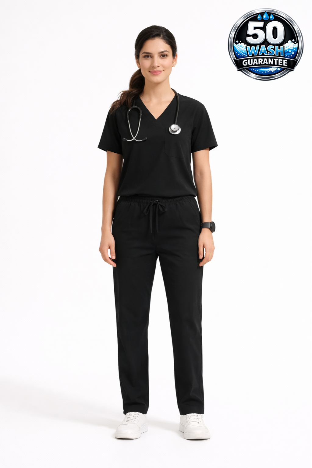 5-Pocket Scrub Suit in Black