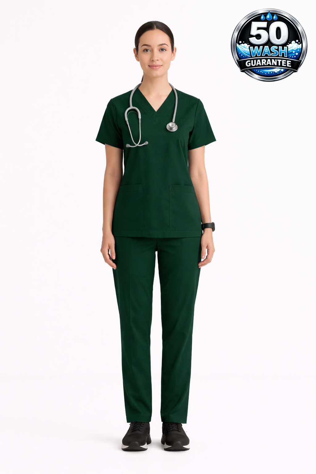 5-Pocket Scrub Suit in Bottle Green