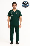 5-Pocket Scrub Suit in Bottle Green