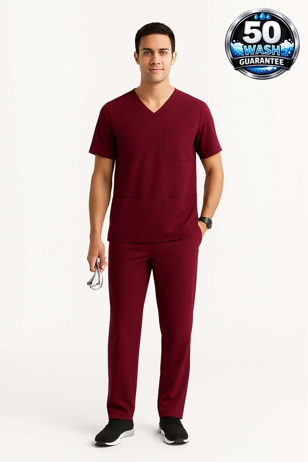 5-Pocket Scrub Suit – Wine