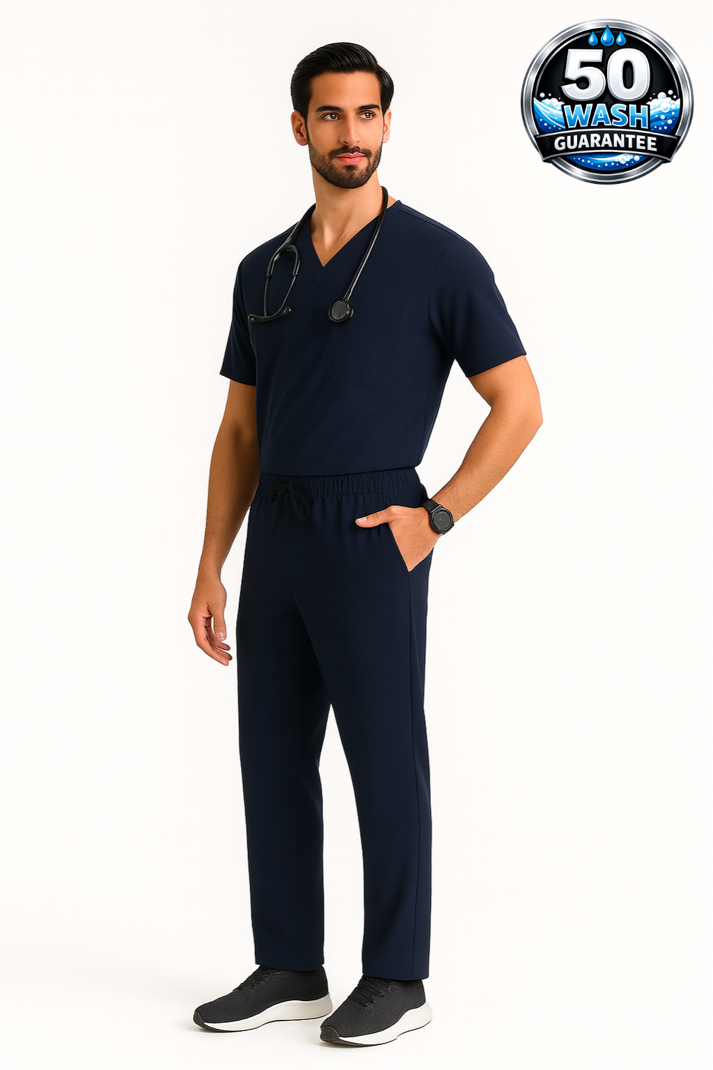 5-Pocket Scrub Suit in Navy Blue