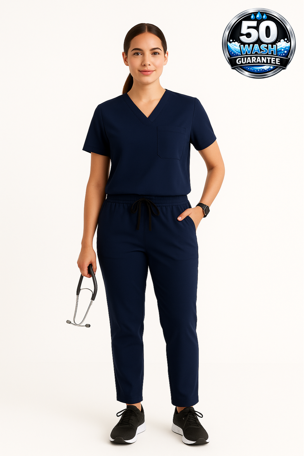 5-Pocket Scrub Suit in Navy Blue