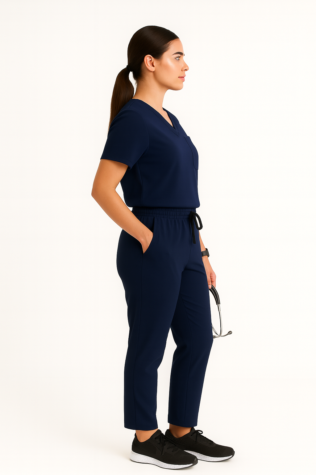 5-Pocket Scrub Suit in Navy Blue