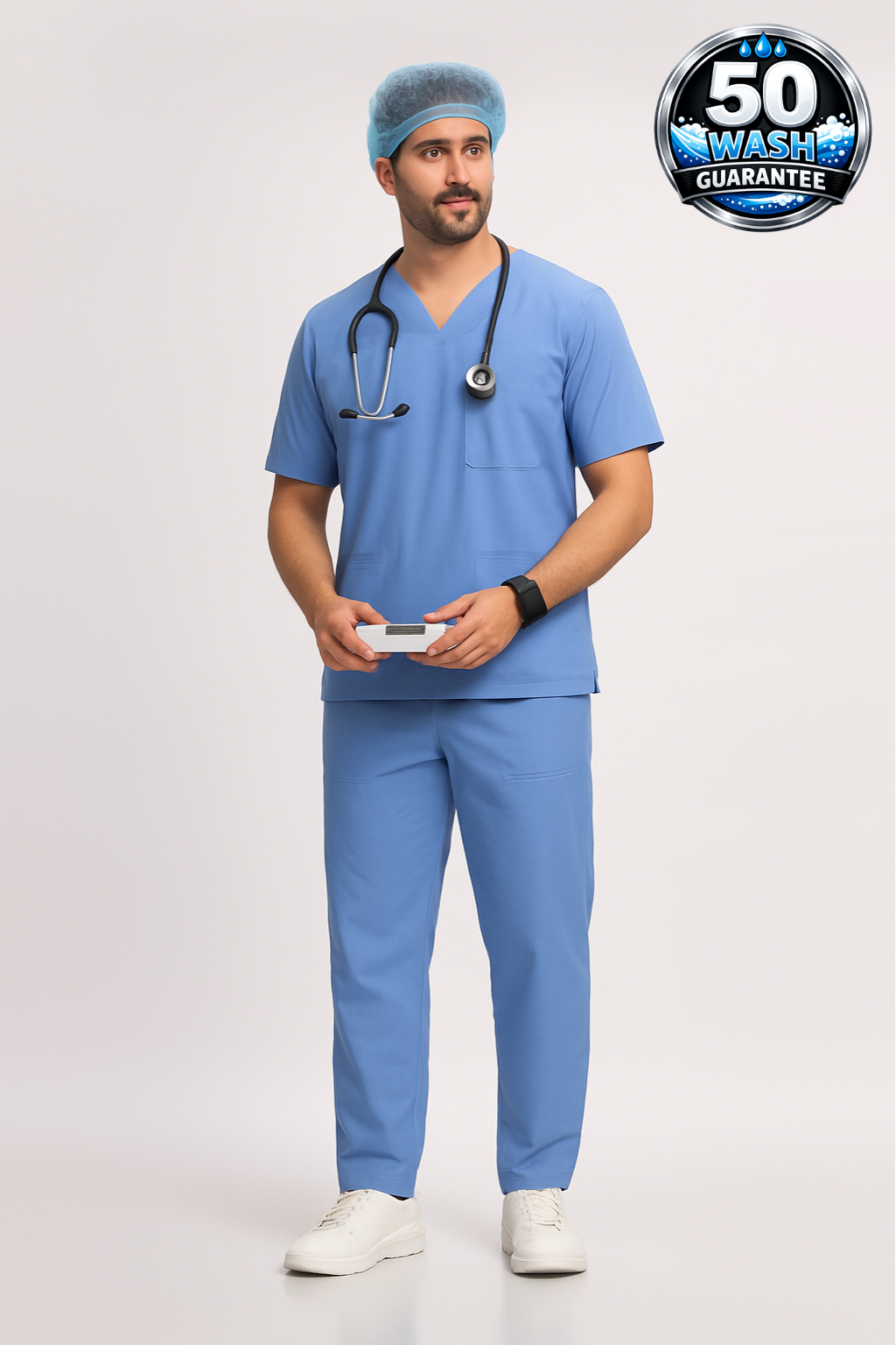 5-Pocket Scrub Suit in Sky Blue