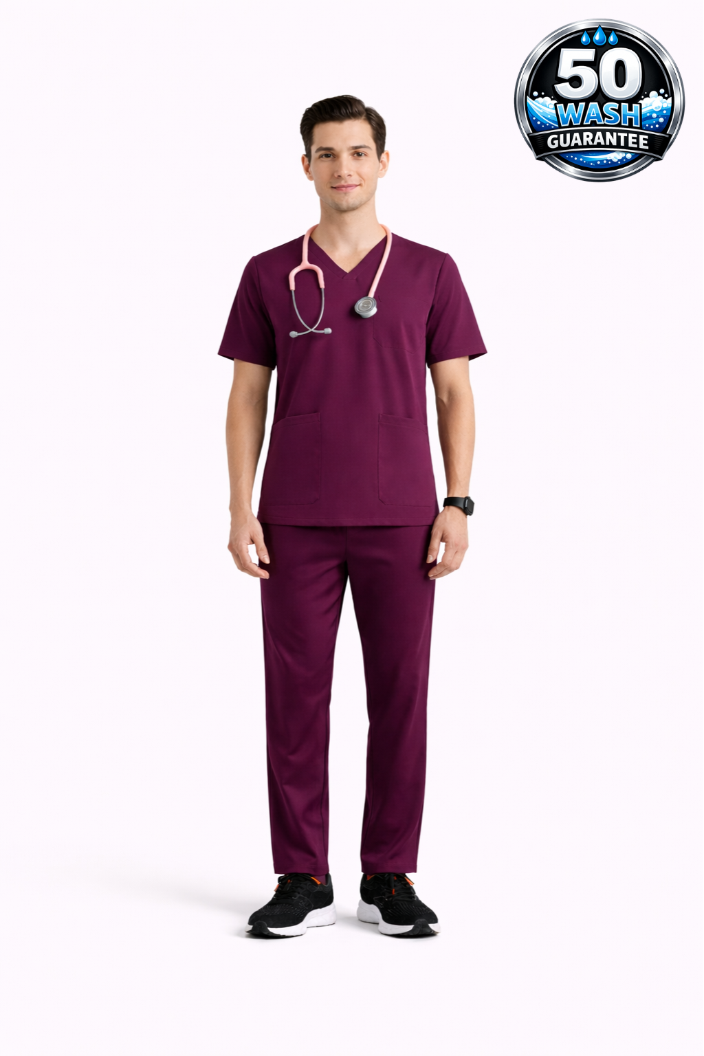 5-Pocket Scrub Suit – Wine